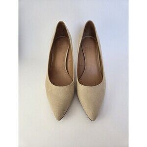 J. CREW Tan Sand Khaki Suede Leather Pointed Pumps Womens Heels Shoes Size 9 M